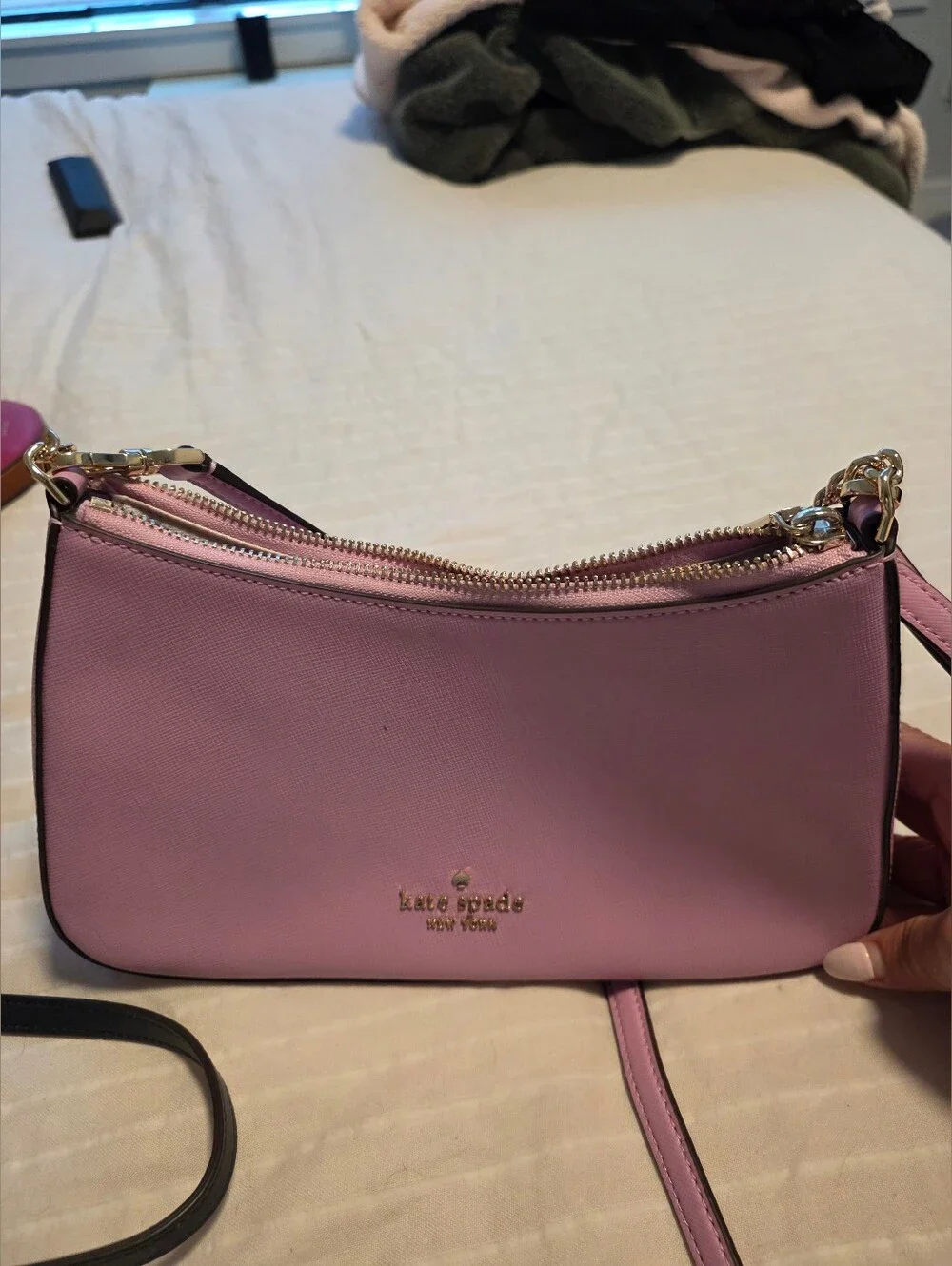 kate spade Light Pink Leather Crossbody Bag with Gold Hardware